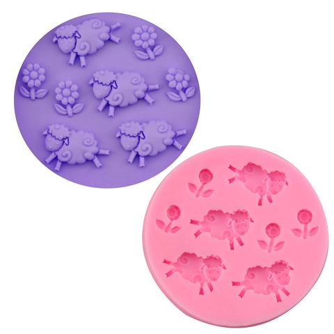 Schaf Blume Silikon Kuchenform DIY Fondant Backwerkzeug Für Schokolade Gelee Eiswürfelschale Tierform Relief Backgeschirr