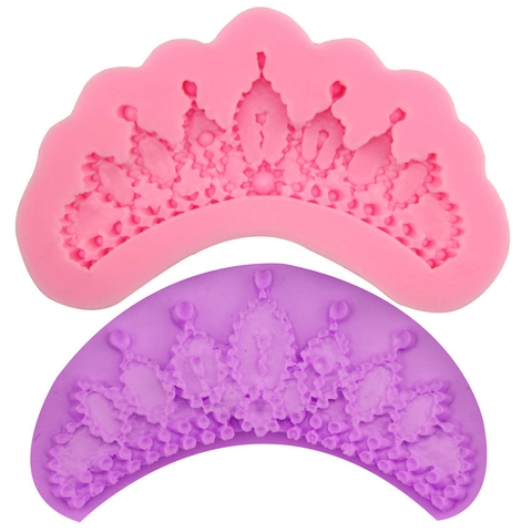 Crown Shape Silicone Fondant Mold DIY Baking Cake Decoration Tool Lace Border Chocolate Candy Clay Handcrafted Crafting Mould