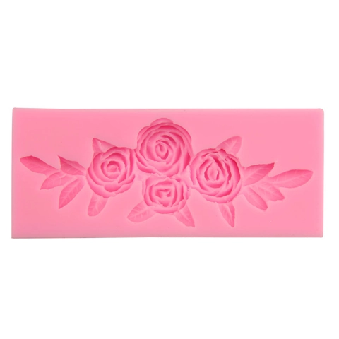 Rose Flower With Leaves Silicone Mold 3D Relief Fondant Cake Decorating Tool Chocolate Sugarcraft Handmade Soap DIY Mold