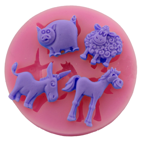 Molde de Silicona con Forma de Cerdo Oveja Burro Caballo Herramienta de Horneado DIY Fondant Chocolate Resina Jabón