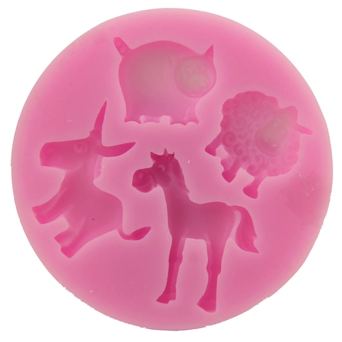 Molde de Silicona con Forma de Cerdo Oveja Burro Caballo Herramienta de Horneado DIY Fondant Chocolate Resina Jabón