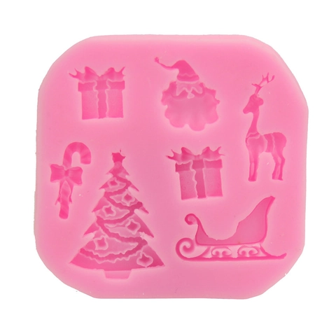 Weihnachten Silikon Fondant Form Weihnachtsmann Rentier Baum Schlitten Schokolade DIY Backen Küchenwerkzeug Kuchendekoration