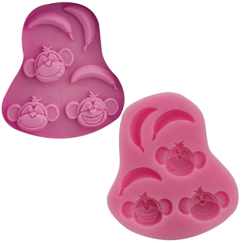 Silikon Affe Banane Kuchenform Zum Backen Fondant Schokolade Süßigkeiten Seife DIY Küchenwerkzeug Rosa Hitzebeständig