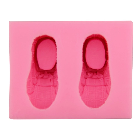 Stampo Per Torte In Silicone A Forma Di Scarpa Da Neonato Strumento Fai Da Te Per Fondente Cioccolato Sapone Trama A Quadri