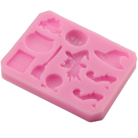 Halloween Witch Theme Silicone Fondant Mold Pumpkin Witch Hat Broom Shape DIY Baking Tool For Cake Chocolate Soap Craft