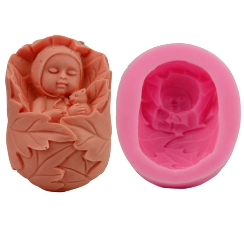 Stampo in Silicone 3D Neonato Che Dorme Stampo per Torte Fai Da Te Sapone Artigianale Cioccolato Fondente Strumento da Forno