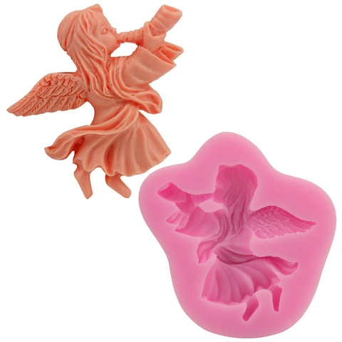 Silikon Engel Trompete Kuchenform DIY Backwerkzeug Für Schokolade Fondant Seife Harz Ton Handgemachte Dekoration Backzubehör
