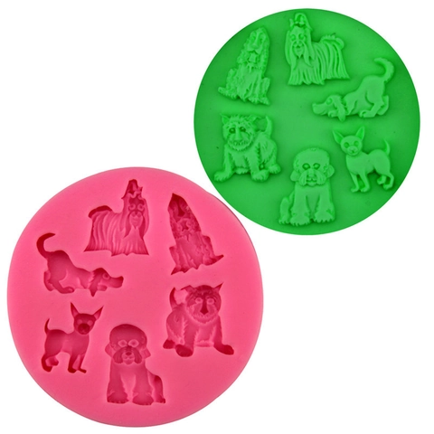 Molde de Silicona para Pasteles Formas de Perro Cachorro Bandeja de Cubitos de Hielo Chocolate Fondant Herramienta de Panadería DIY