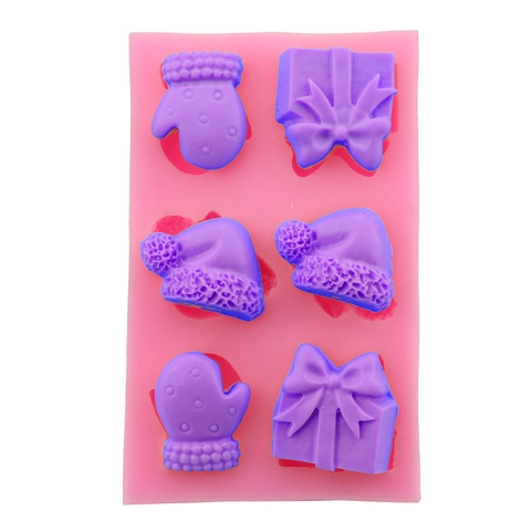 Christmas Glove Hat Gift Box Silicone Cake Mold DIY Fondant Baking Tool For Chocolate Jelly Mousse Candy 3D Silicone Mould