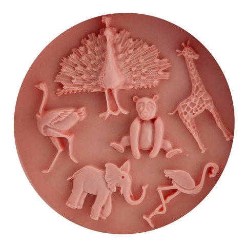 Molde de Silicona para Pasteles Diseño de Animales Pavo Real Elefante Jirafa Herramienta de Horneado Fondant DIY Redondo