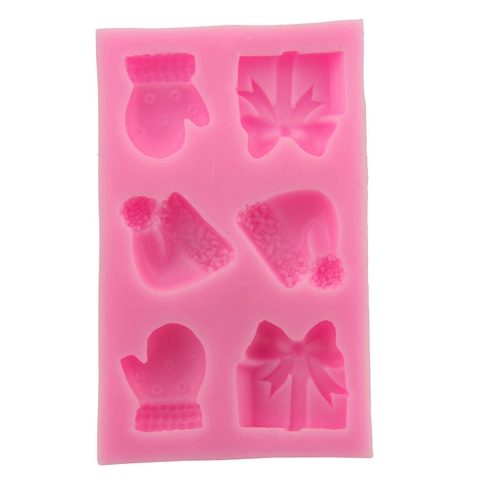 Christmas Glove Hat Gift Box Silicone Cake Mold DIY Fondant Baking Tool For Chocolate Jelly Mousse Candy 3D Silicone Mould