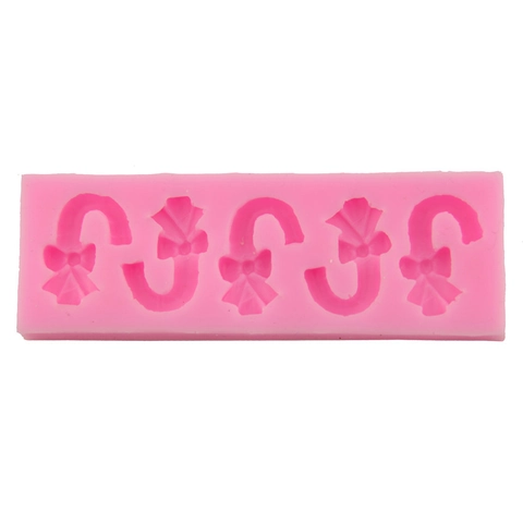 Christmas Candy Cane Bowknot Silicone Cake Mold DIY Fondant Chocolate Candy Mold For Baking Festive Party Dessert Decor