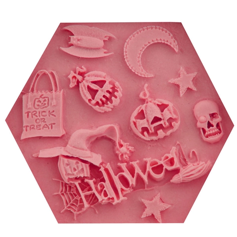 Molde de Silicona para Pasteles Tema Mago de Halloween Calabaza Calavera Fondant DIY Herramienta de Horneado Molde Flexible Rosa