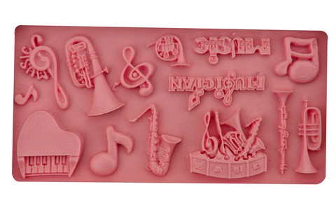 Molde de Silicona para Pasteles Instrumento Musical Herramientas para Hornear Fondant DIY Piano Saxofón Forma de Nota Molde para Chocolate Rosa