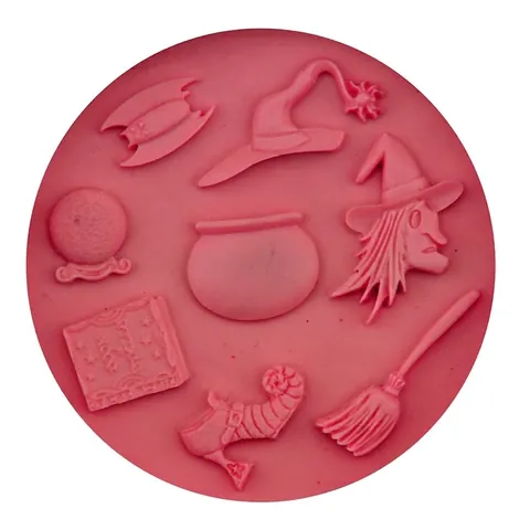Halloween Wizard Witch Silicone Fondant Mold Witch Hat Broom Bat Cauldron Shaped Chocolate Cake Decorating Baking Tool