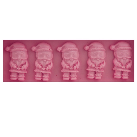 5-Holtes Kerstman Siliconen Cakevorm DIY Kerst Bakgereedschap Voor Fondant Chocolade Ijsblokjes Handgemaakte Zeep Roze