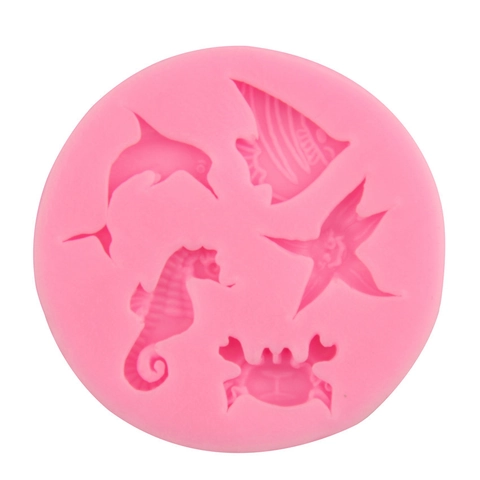 Silikon Meerestier Kuchenform DIY Meereslebewesen Fondant Backwerkzeug Für Schokolade Gelee Pudding Krabbe Seepferdchen Form