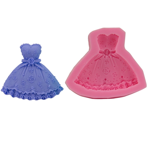 Molde de Silicona para Pastel de Vestido de Novia de Princesa 3D Patrón de Rosas Fondant Chocolate Jabón Artesanal Herramienta de Decoración