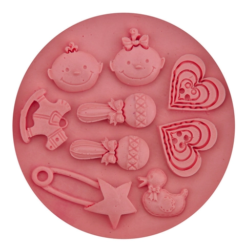 Stampo Rotondo in Silicone Rosa per Torte Tema Neonato a Forma di Cuore Fondente Cioccolato Fai Da Te Strumenti per Dolci