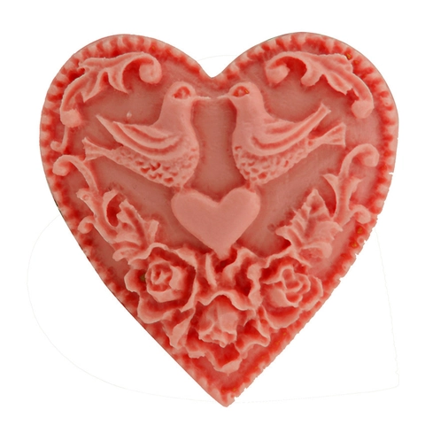 Silicone Heart Mold With Birds And Roses For Fondant Chocolate Cake DIY Handmade Soap Baking Tools Pink Relief Mold