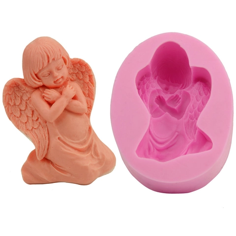 Stampo in Silicone 3D a Forma di Piccolo Angelo per Torte Strumento per Fondente Fai-da-Te per Cioccolato Sapone Resina Artigianato Cucina