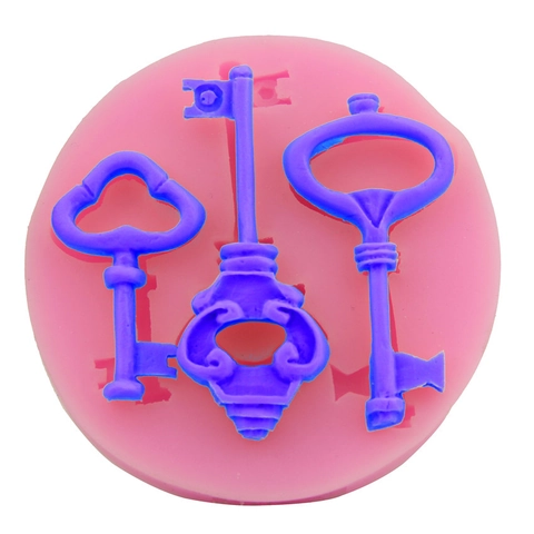 Moule à Fondant en Silicone Forme Clé Vintage Outil de Pâtisserie DIY pour Décoration Gâteau Chocolat Bonbon Argile