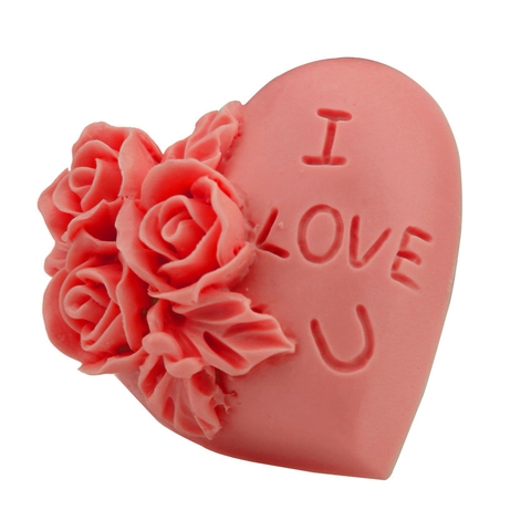 Stampo in Silicone Fiore di Rosa Cuore I Love You Rilievo 3D Fondant Torta Cioccolato Sapone Candela Decorazione DIY