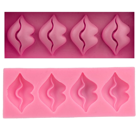 Rosa 4 Mulden Lippenform Silikon Kuchenform Für DIY Fondant Backwerkzeug Handgemachte Schokolade Gelee Pudding Seifenform
