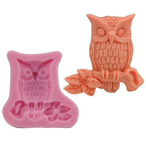 Molde de Silicona Búho En Rama DIY 3D para Fondant Herramienta Repostería Chocolate Jabón Vela Resina Arcilla Manualidades