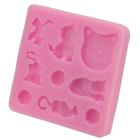 3D Katze Form Silikon Kuchenform Kätzchen Spielen Wollknäuel Fondant Schokolade DIY Backwerkzeuge Küche Seife Ton Bastelform