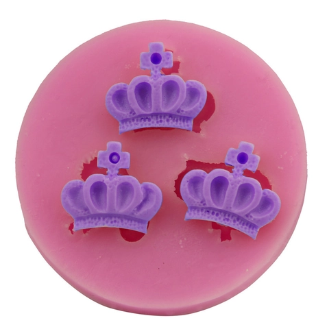 Drei Hohlräume Krone Silikonform Rosa Rund Fondant Kuchen Dekoration Werkzeug Schokolade Süßigkeiten Ton Form Für DIY Backen