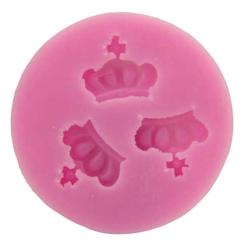 Drei Hohlräume Krone Silikonform Rosa Rund Fondant Kuchen Dekoration Werkzeug Schokolade Süßigkeiten Ton Form Für DIY Backen