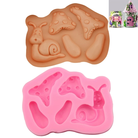 Slak Paddenstoel Vorm Siliconen Fondant Mal Sprookjes Thema DIY Chocolade Taart Decoreren Gereedschap Bakken Keuken Mal