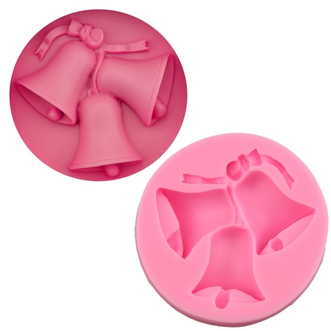 Christmas 3 Bells Silicone Fondant Mold DIY Chocolate Baking Tool Bow Knot Cake Decoration Sugarcraft Mold For Kitchen Home