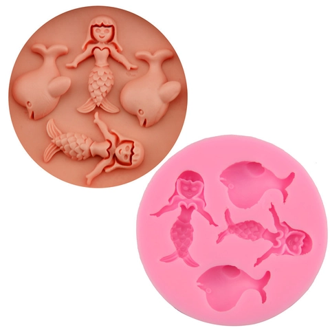 Mermaid Whale Dolphin Silicone Cake Mold DIY Fondant Chocolate Decorative Baking Tool Marine Life Shape Kitchen Molds