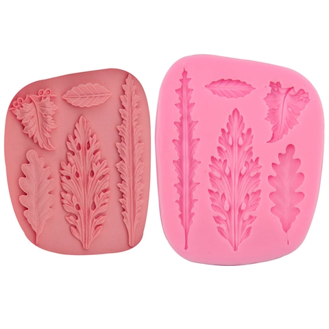 Silicone Leaves Fondant Mold For Cake Decoration Chocolate Sugar Craft Baking Tool Pink Nature Pattern DIY Baking Mold