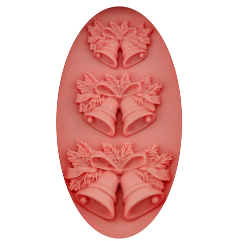 Christmas Bell Silicone Mold For Fondant Chocolate Sugarcraft Baking Tool With Holly Leaf Bow Design DIY Cake Decoration