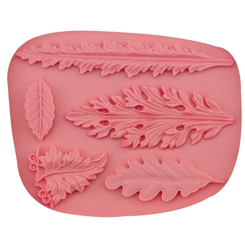 Silicone Leaves Fondant Mold For Cake Decoration Chocolate Sugar Craft Baking Tool Pink Nature Pattern DIY Baking Mold