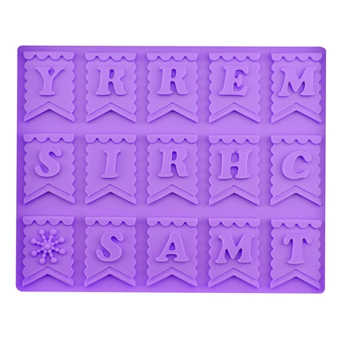 Merry Christmas Flagge Buchstaben Silikon Kuchenform 15-Loch Fondant Schokoladenform Für Backen Feiertag Party Kuchen Dekoration