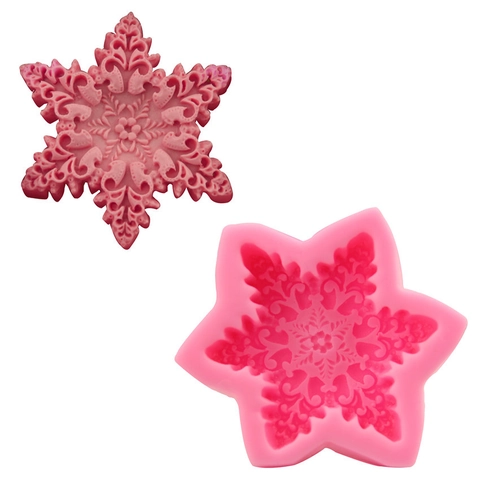 Molde de Silicona de Copo de Nieve 3D con Patrón de Relieve Hexagonal para Jabón Velas Navidad Copo de Nieve Molde