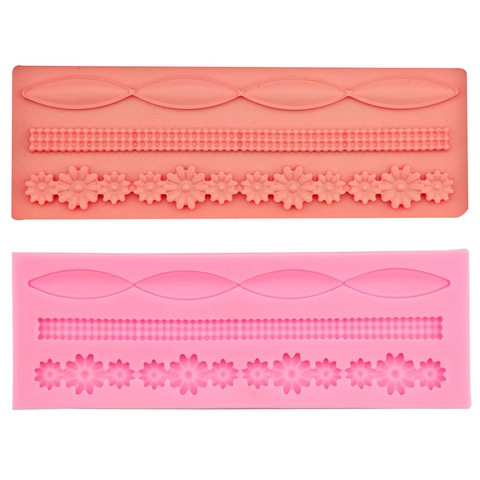 Silikon Spitzenwelle Tortendeko Form Für Fondant Schokolade Relief Gänseblümchen Bordüre DIY Backwerkzeuge