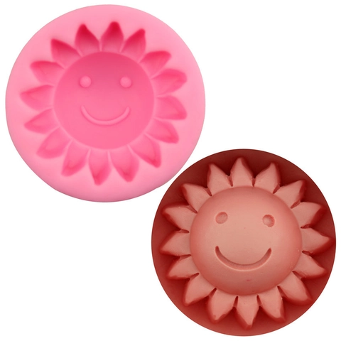 Zonnebloem Zon Gezicht Siliconen Taartvorm DIY 3D Fondant Chocolade Bakkerij Tool Voor Handgemaakte Zeep Kaars Keuken Decoratieve Vorm