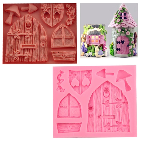 Sprookjes Deur Raam Paddestoel Siliconen Fondant Bakvorm DIY Chocolade Snoep Bakgereedschap Voor Cake Decoratie