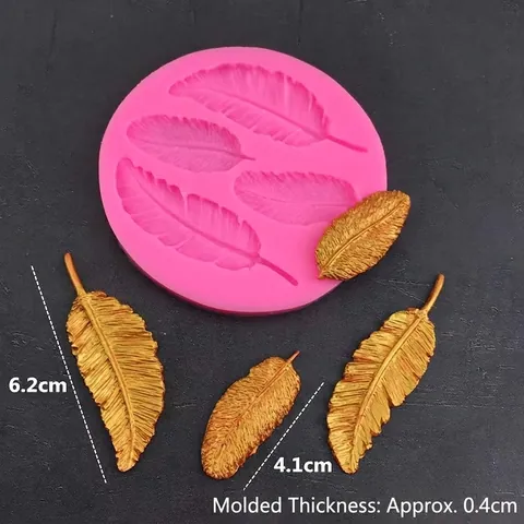 Feather Silicone Mold For Fondant Cake Decoration DIY Handmade Aroma Plaster Craft Tool Pink Round Baking Supplies