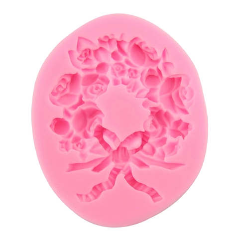 Weihnachtskranz Rose Blume Schleife Silikon Kuchenform 3D Relief Fondant Schokolade Backen Dekoration Werkzeug Küche Zubehör