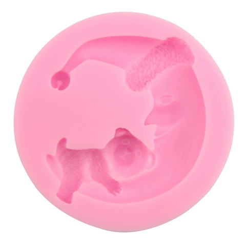 Stampo in Silicone 3D Luna Orso Fondente DIY Strumento per Decorazione Torte Tema Natalizio Stampo in Silicone per Cioccolato Caramelle Sapone Argilla