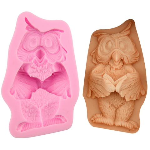 Realistic Owl Shape Silicone Fondant Cake Mold DIY Chocolate Soap Candle Wax Craft Making Tool Pink Bakeware Accessory