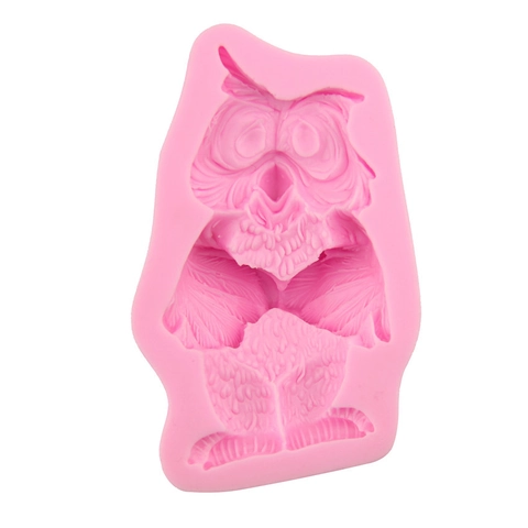 Realistic Owl Shape Silicone Fondant Cake Mold DIY Chocolate Soap Candle Wax Craft Making Tool Pink Bakeware Accessory