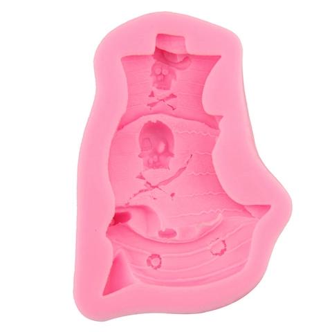 Piratenschip 3D Siliconen Vorm Fondant Taart Decoratie Gereedschap Schedel Patroon DIY Chocolade Bakvorm