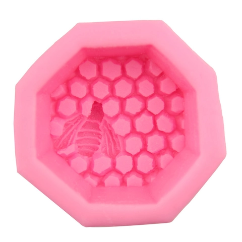 3D Honeycomb Bee Silicone Mold For Cake Decorating Fondant Baking Tool Octagonal Pink Heat Resistant DIY Silicone Mold